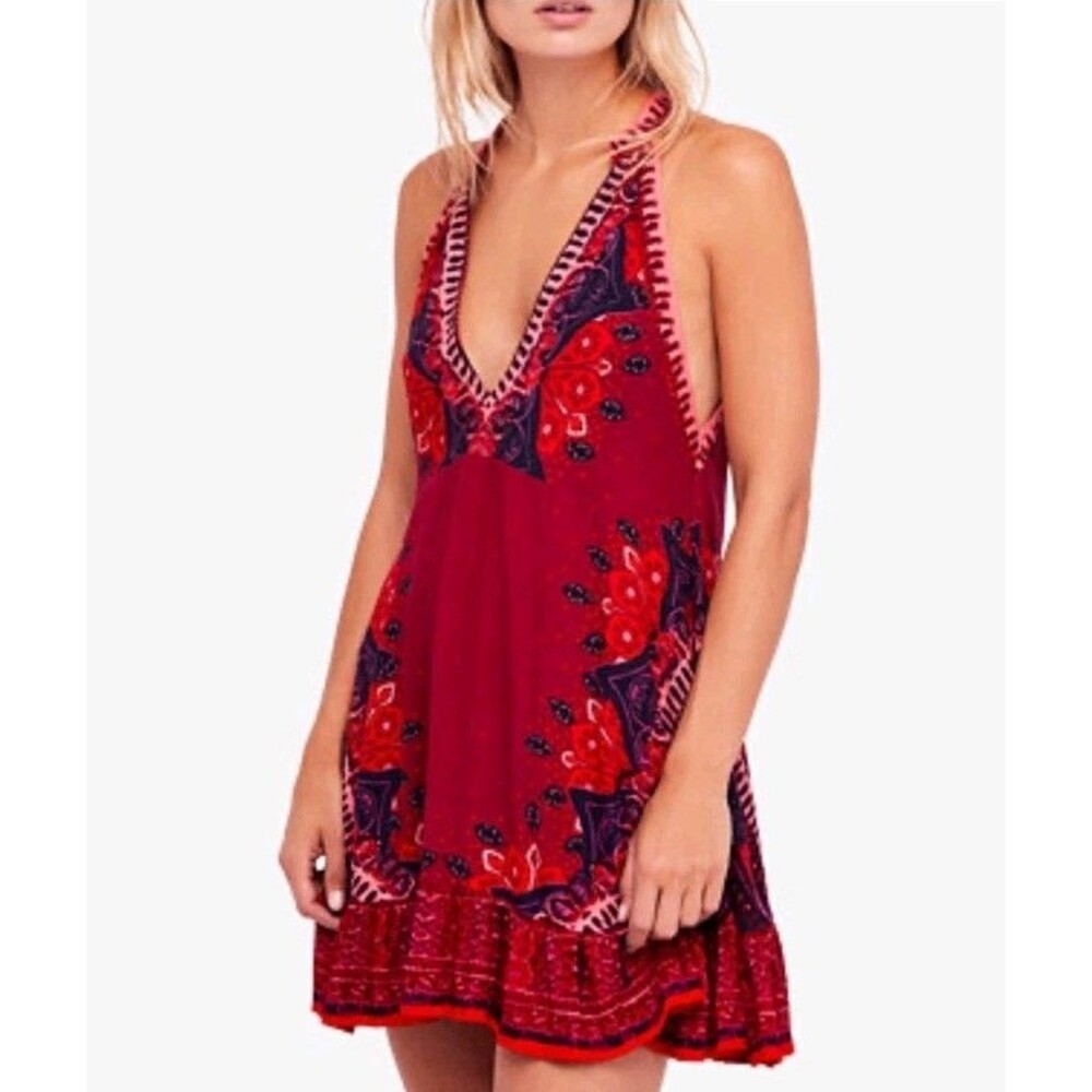 Free People Steal The Sun Flowy Sleeveless Tunic Dress Size S Ruffle Sexi Vacay